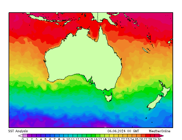 Australien SST Do 06.06.2024 00 UTC