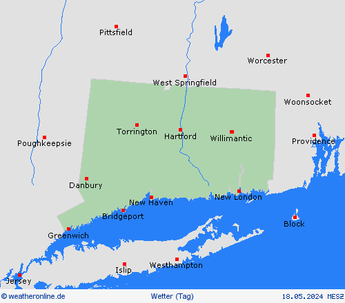 übersicht Connecticut Nordamerika Vorhersagekarten