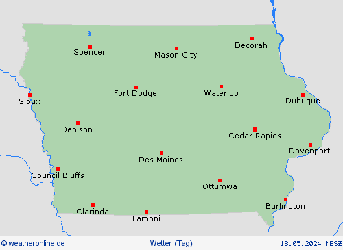 übersicht Iowa Nordamerika Vorhersagekarten