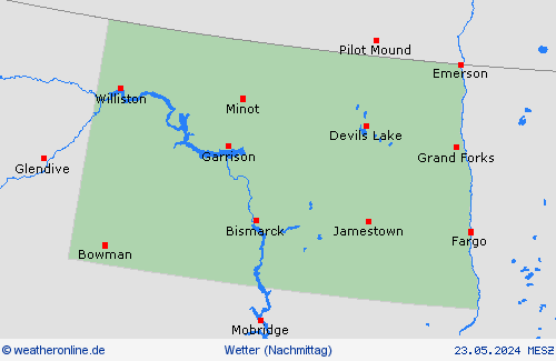 übersicht North Dakota Nordamerika Vorhersagekarten