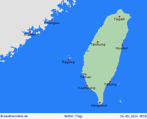 übersicht Taiwan Asien Vorhersagekarten