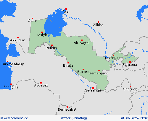 übersicht Usbekistan Asien Vorhersagekarten