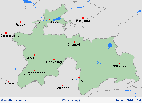 übersicht Tadschikistan Asien Vorhersagekarten