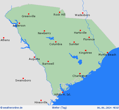 übersicht South Carolina Nordamerika Vorhersagekarten