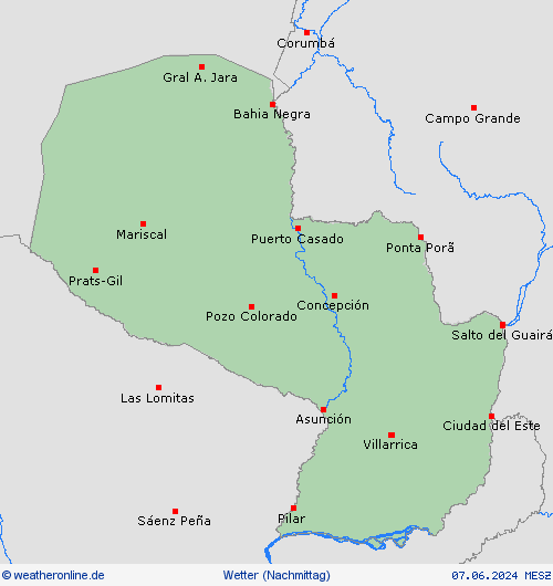 übersicht Paraguay Südamerika Vorhersagekarten