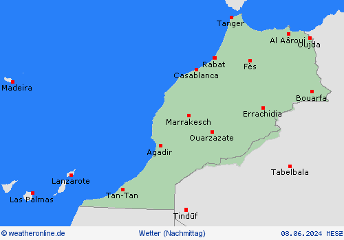 übersicht Marokko Afrika Vorhersagekarten