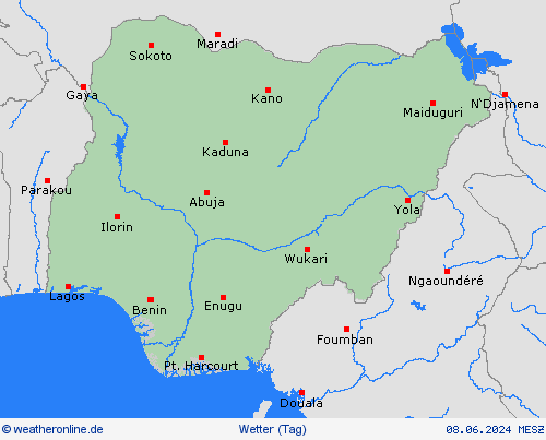 übersicht Nigeria Afrika Vorhersagekarten