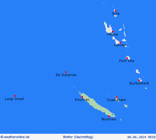 übersicht Neukaledonien Ozeanien Vorhersagekarten