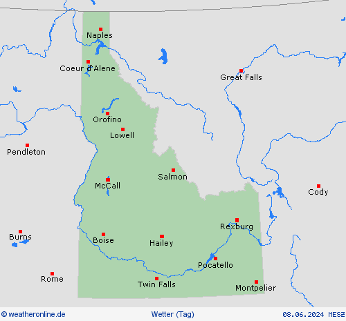 übersicht Idaho Nordamerika Vorhersagekarten