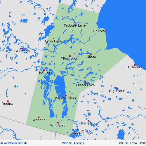 übersicht Manitoba Nordamerika Vorhersagekarten