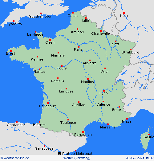 übersicht Frankreich Europa Vorhersagekarten