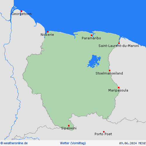 übersicht Suriname Südamerika Vorhersagekarten