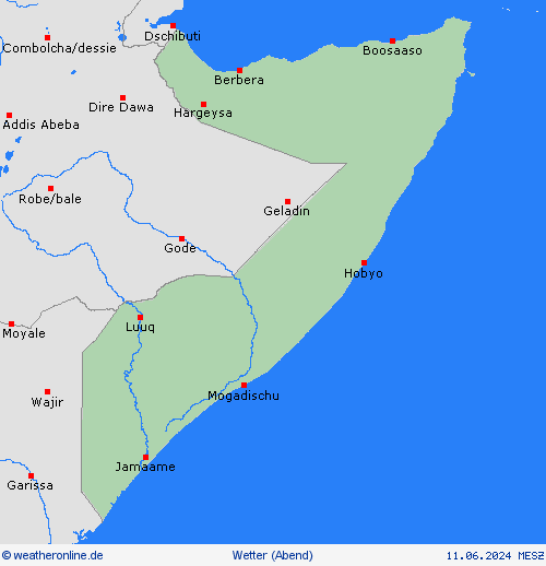 übersicht Somalia Afrika Vorhersagekarten