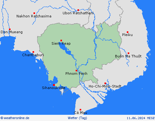 übersicht Kambodscha Asien Vorhersagekarten