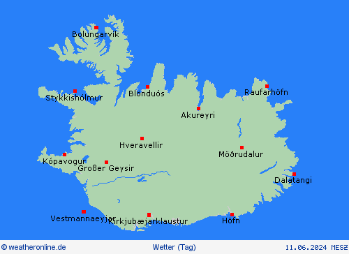 übersicht Island Europa Vorhersagekarten