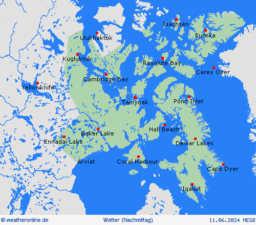 übersicht Nunavut Nordamerika Vorhersagekarten