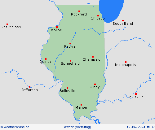 übersicht Illinois Nordamerika Vorhersagekarten