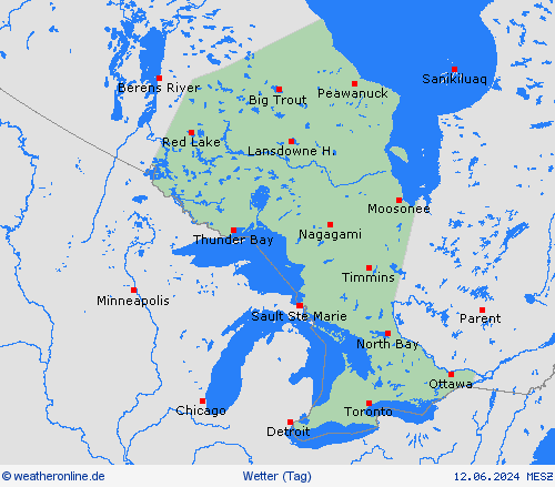 übersicht Ontario Nordamerika Vorhersagekarten