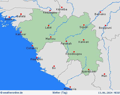 übersicht Guinea Afrika Vorhersagekarten