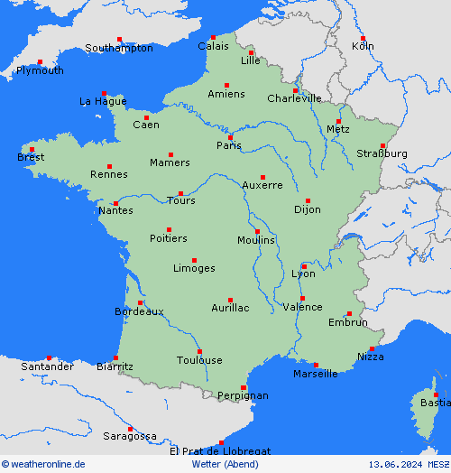 übersicht Frankreich Europa Vorhersagekarten