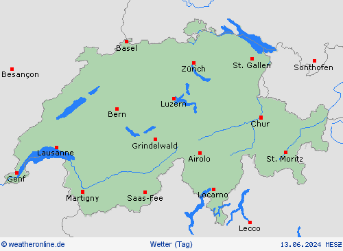 übersicht Schweiz Europa Vorhersagekarten