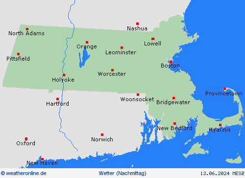 übersicht Massachusetts Nordamerika Vorhersagekarten