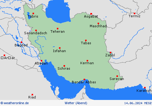 übersicht Iran Asien Vorhersagekarten