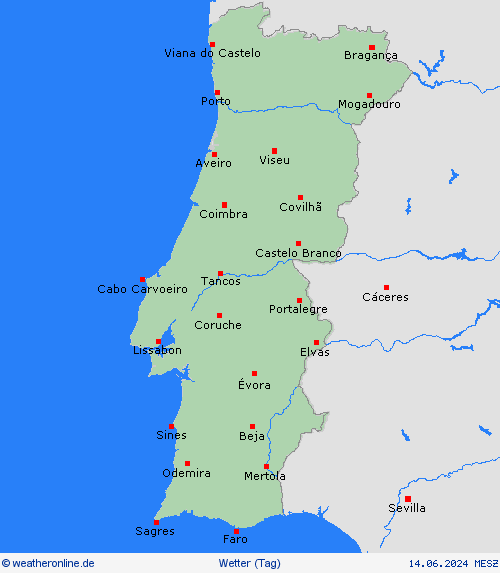 übersicht Portugal Europa Vorhersagekarten