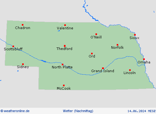 übersicht Nebraska Nordamerika Vorhersagekarten