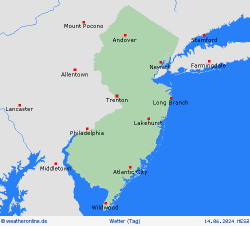 übersicht New Jersey Nordamerika Vorhersagekarten