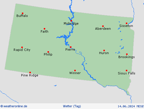 übersicht South Dakota Nordamerika Vorhersagekarten