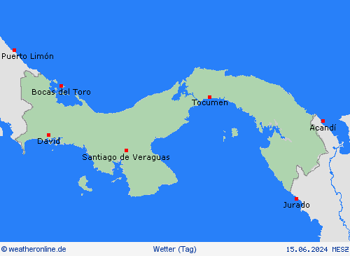 übersicht Panama Mittelamerika Vorhersagekarten