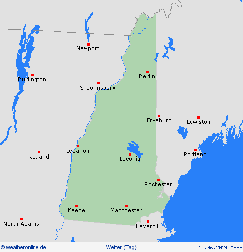 übersicht New Hampshire Nordamerika Vorhersagekarten