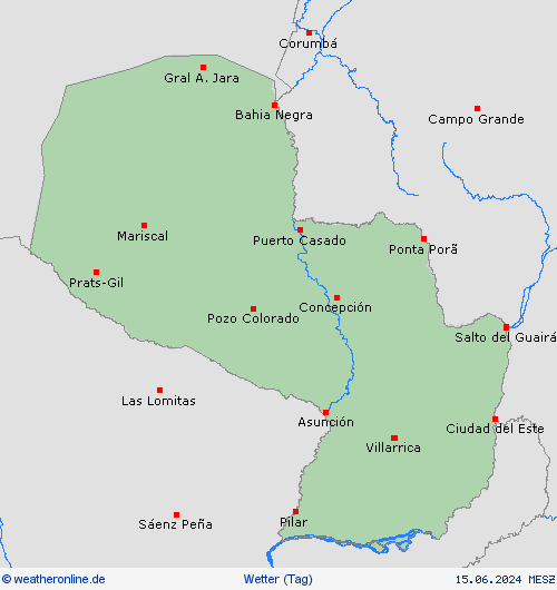 übersicht Paraguay Südamerika Vorhersagekarten