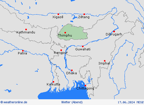 übersicht Bhutan Asien Vorhersagekarten