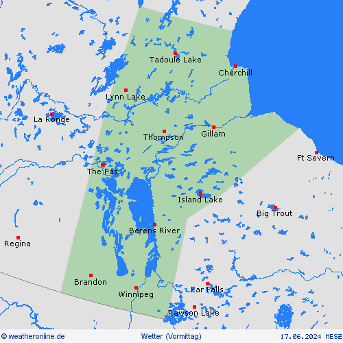 übersicht Manitoba Nordamerika Vorhersagekarten