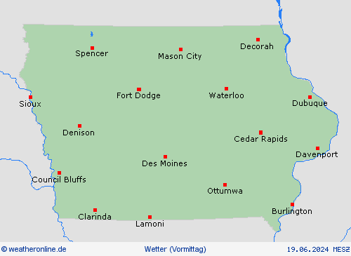 übersicht Iowa Nordamerika Vorhersagekarten