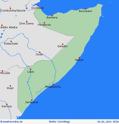 übersicht Somalia Afrika Vorhersagekarten