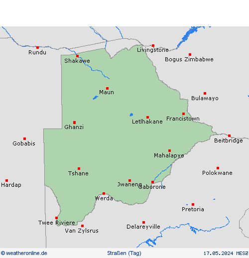 straßenwetter Botswana Afrika Vorhersagekarten