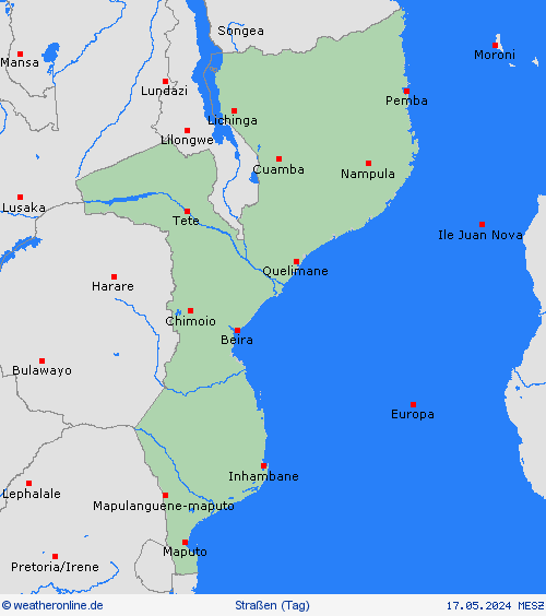 straßenwetter Mosambik Afrika Vorhersagekarten