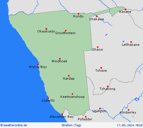 straßenwetter Namibia Afrika Vorhersagekarten