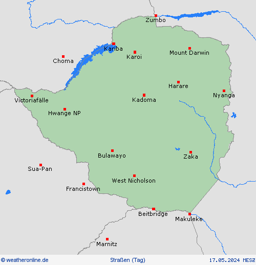 straßenwetter Simbabwe Afrika Vorhersagekarten