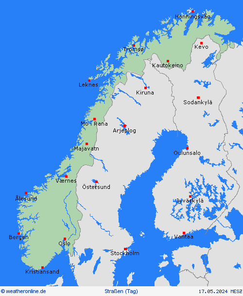 straßenwetter Norwegen Europa Vorhersagekarten