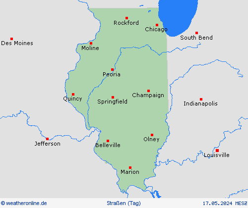 straßenwetter Illinois Nordamerika Vorhersagekarten