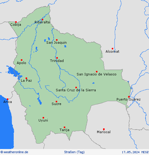 straßenwetter Bolivien Südamerika Vorhersagekarten