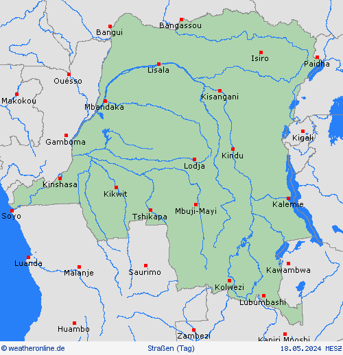 straßenwetter Demokratische Republik Kongo Afrika Vorhersagekarten