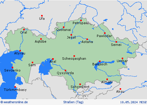 straßenwetter Kasachstan Asien Vorhersagekarten