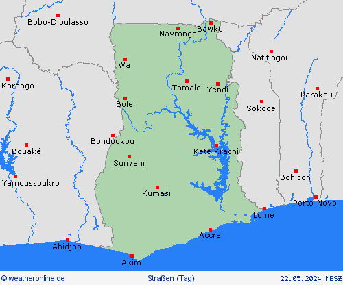 straßenwetter Ghana Afrika Vorhersagekarten