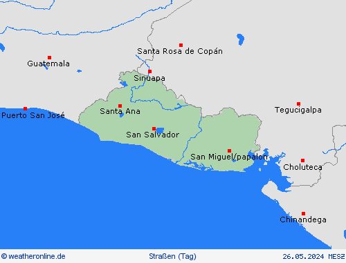 straßenwetter El Salvador Mittelamerika Vorhersagekarten