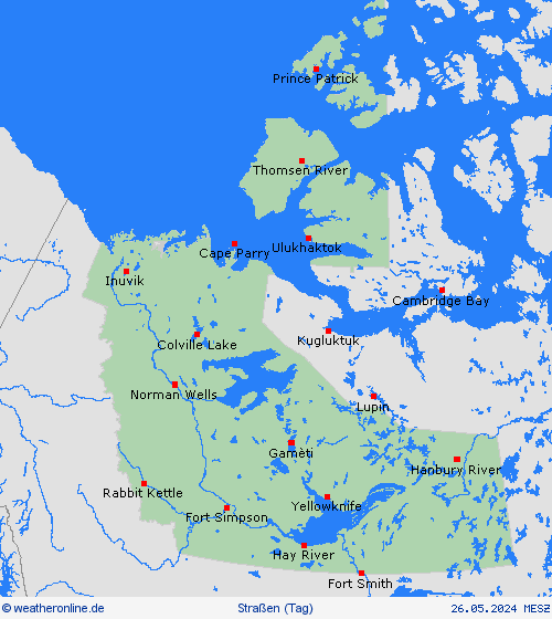 straßenwetter Nordwest-Territorien Nordamerika Vorhersagekarten